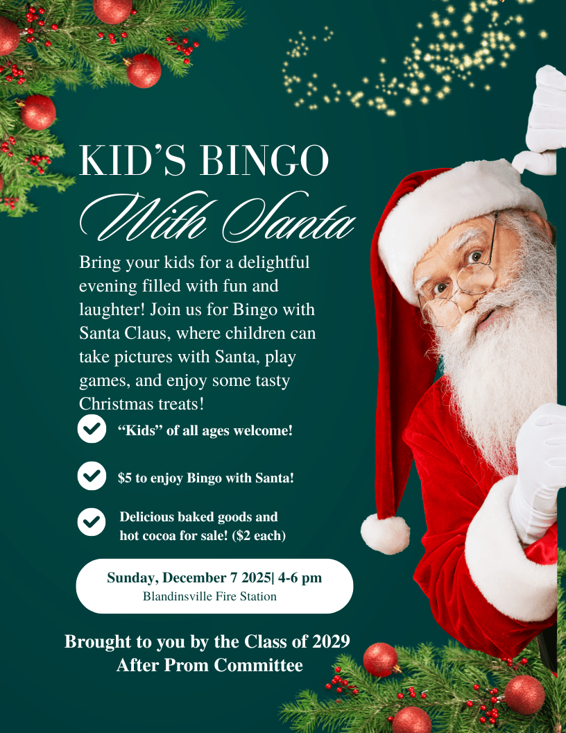 The Class of 2029 After Prom presents: Bingo with&nbsp;Santa!